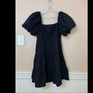ASOS Black puffy sleeved tiered frock mini dress